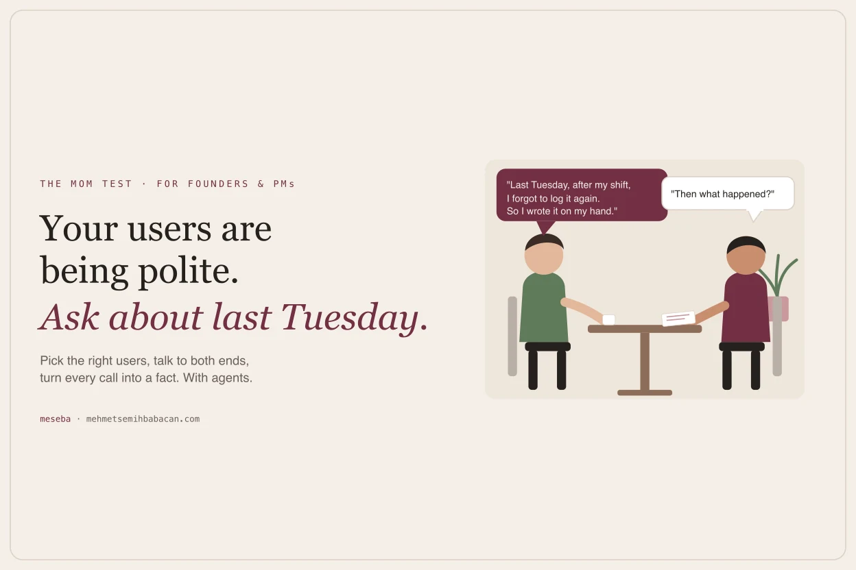 Your users are being polite. How I use the Mom Test and agents to get real user facts